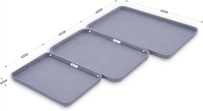 Welaxy Desk Drawer Tray DND dice Games Holder EDC Catchall nightstand multitray Entryway Bedside Caddy Counter Organize for Keys Jewelry Watches Sorting 3-Piece (Glacier Gray)