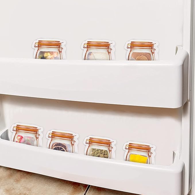 Enkrio 18Pcs Mason Jar Zipper Bags Resuable Snack Bags Portable Food Storage Snack Zipper Bags for Kitchen Travel Camping Picnic Organizer (18S)