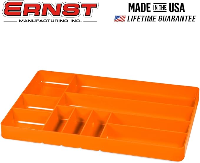 Ernst Manufacturing Tool Garage Organizer Tray, Orange, 10-Compartments