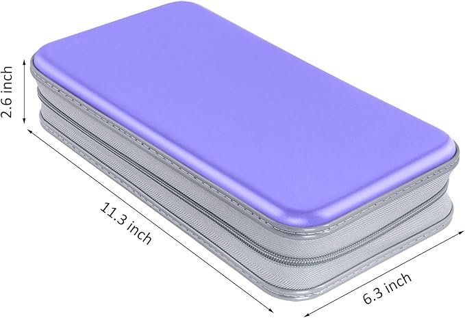 CD Case, Siveit DVD Case Holder 96 Capacity Hard Plastic CD DVD Disc Cases Storage Binder Wallet for Car Home Office Travel (Lavender)