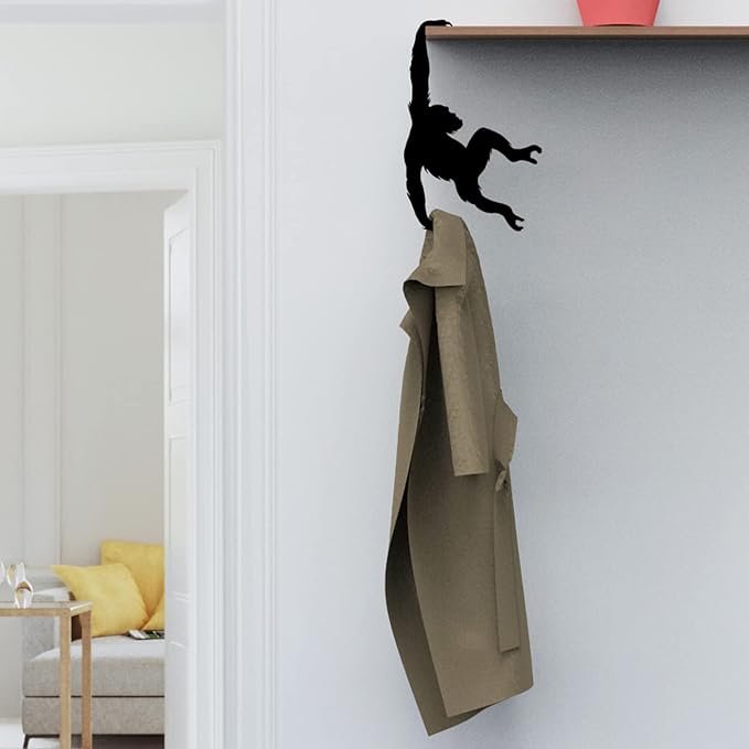 Artori Design Unique Banana Holder Balance Hook - Magic Hook for Hanging Plants Jackets Keys or Stylish Purse Hanger - Perfect for Kitchen Dorm Room Bedroom and Entryway for Home or Office (Chimp)