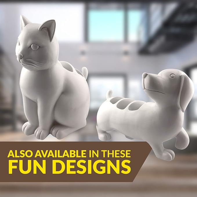 Cat TV Remote Caddy Fun & Durable Polyresin Organizer with 3 Compartments for Remotes, Eyeglasses, Office Supplies for Cat Lovers