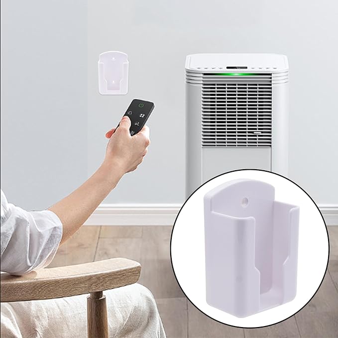 RUIAN 2Pcs Fashion Remote Control Holders Self Adhesive Wall Mount Air Conditioner Media Storage Racks Organizers, White