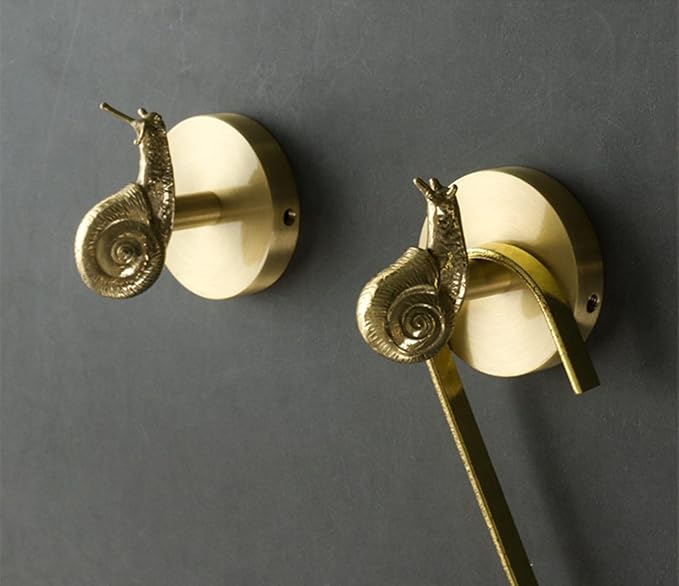 Brass Bird Coat Rack Robe Wall Hooks Hat Dragonfly Hanger for Bedroom Kitchen Various Shapes Animal Deer Decor Home Accessories (1, Snail)
