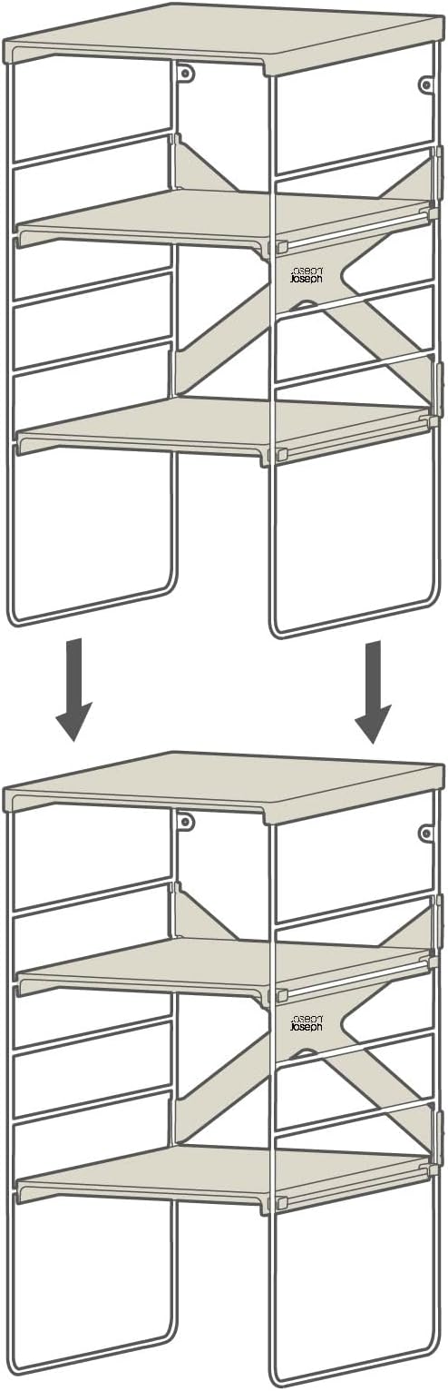 Joseph Joseph Level Adjustable Tier Shoe Rack Organizer, Durable Shelves and Sturdy Steel Frame, Holds 4 Pairs