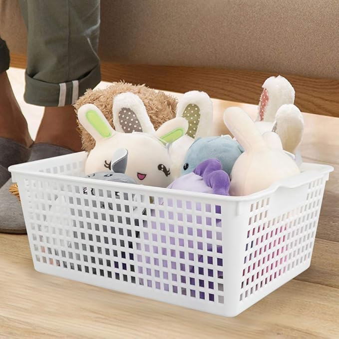 3-pack Plastic Organizer Bins, Large Storage Basket Bins