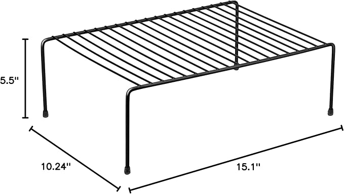 Kitchen Details Helper Shelf Organizer | Free Standing | Cabinet & Countertop Organizer | Dishes | Cups | Bowls | Large | Onyx