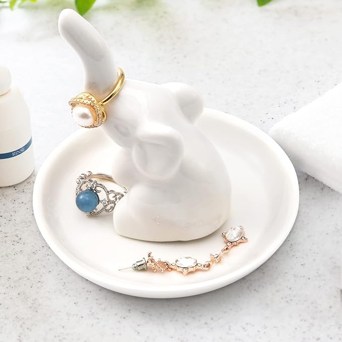 PUDDING CABIN Elephant Gift for Women Wedding Ring Holder Ring Dish for Women Engagement Birthday Christmas Bridal Shower Gifts