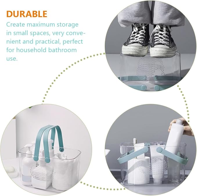 NUOBESTY Whale-shaped Bathroom Organizer Basket with Handle, Large Capacity Blue Plastic Shower Caddy for Home, Portable Plastic Storage Bin for Toiletries and Laundry
