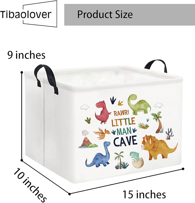 Rectangular Kids Storage Basket Baby Storage Basket with Handles for Home Kitchen Boys and Girls Cute Toy Storage Bin Organizer Shelf Book Room Decor(Dinosaur)