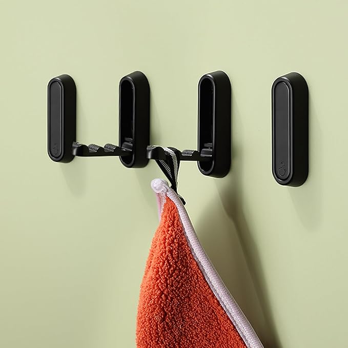 2PCS Folding Coat Hooks, Heavy Duty Wall Hooks Made of Zinc Alloy, Foldable Wall Hooks for Hanging Coats, Scarves, Hats, Bathrobes, Keys, Bags(Black)