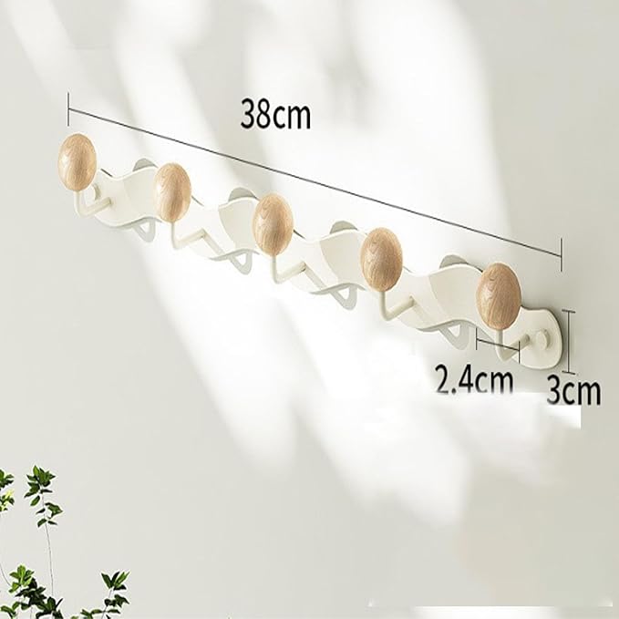 2 Pack Coat Rack Wall Mount,White Wall Hooks,Anti-Tear Wooden Ball Hook Rail, Heavy Duty Metal Coat Hanger Wall Mount for Entryway, Bathroom, Bedroom, Kitchen(White)