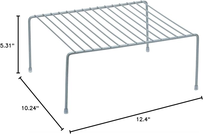 Kitchen Details Free Standing Helper Cabinet and Counter Top Shelf Organizer | Good for Dishes | Mugs | Glasses | Bowls | Medium | Grey