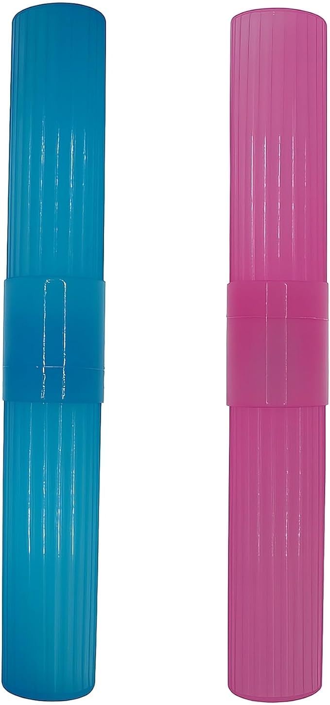 Toothbrush Holder (Blue & Pink) Made in USA, with Ventilation Holes, for Toothbrush Covers, Toothbrush Holder, Toothbrush Soft, Durable Design, Hygienic Bathroom Accessory