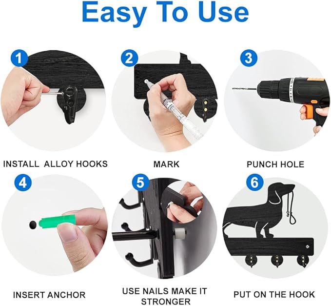 MAYJOYDIY Music Notes Wood Key Holder for Wall Love ECG Musical Wall Mounted Key Hooks 11.8×7.9inch Coat Hanger Rack with 5 Alloy Hooks for Entryway Front Door Kitchen Office Decoration