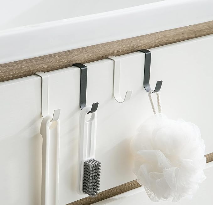eywlwaar Over The Cabinet Door Single Hooks 10 Pack (10P-White)