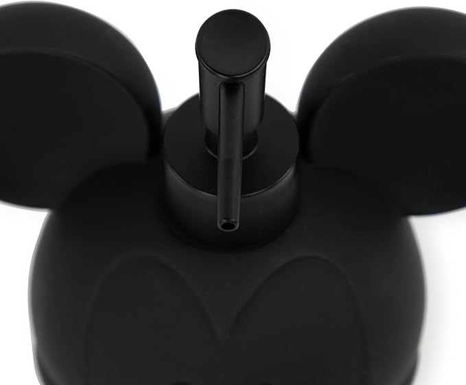 Jay Franco Disney Mickey Mouse Soap Dispenser - Black Resin Lotion Pump - Bathroom Décor