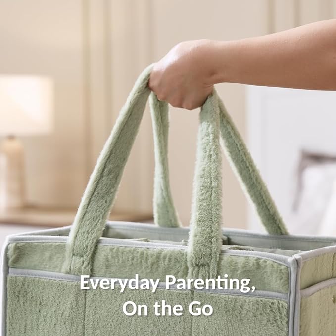 luxury little Soft Baby Diaper Caddy Organizer, Nursery Storage Basket with Removable Divider, Portable Baby Diapers Basket, Gifts for New Parent, Baby Shower, Newborn Must-Have Essentials, Pink