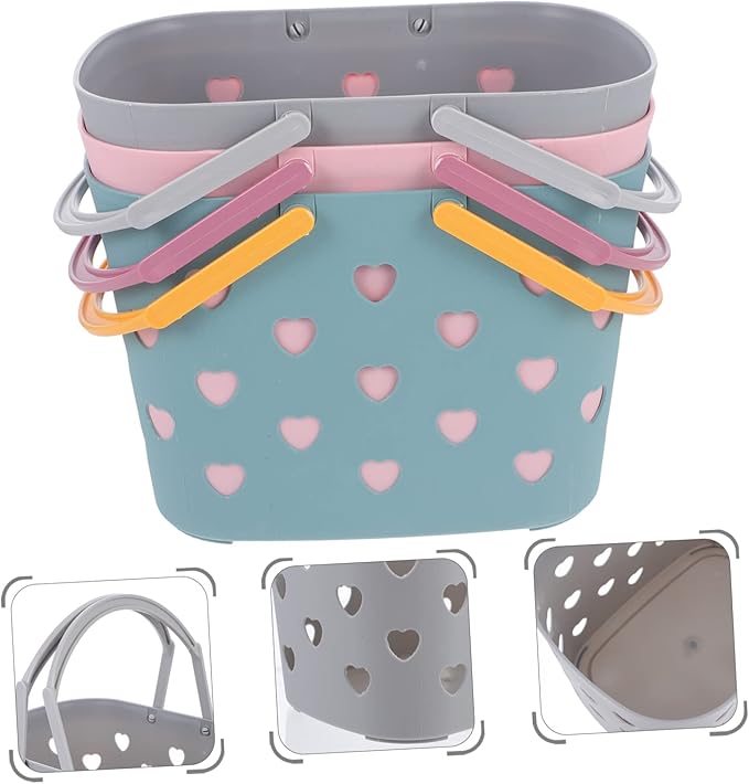 Amosfun 3Pcs Assorted Color Storage Baskets for Bathroom Kitchen Towel Baskets with Handle Efficient Drainage for Home Dormitory and Hotel Use