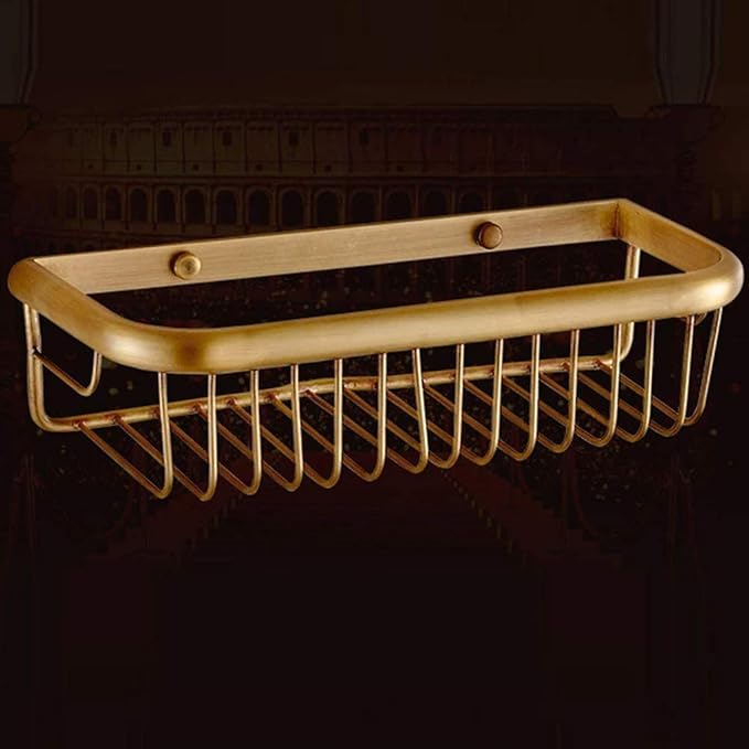 All Copper Antique Bathroom Shelf Rack Storage Box Shower Shampoo Soap Cosmetic