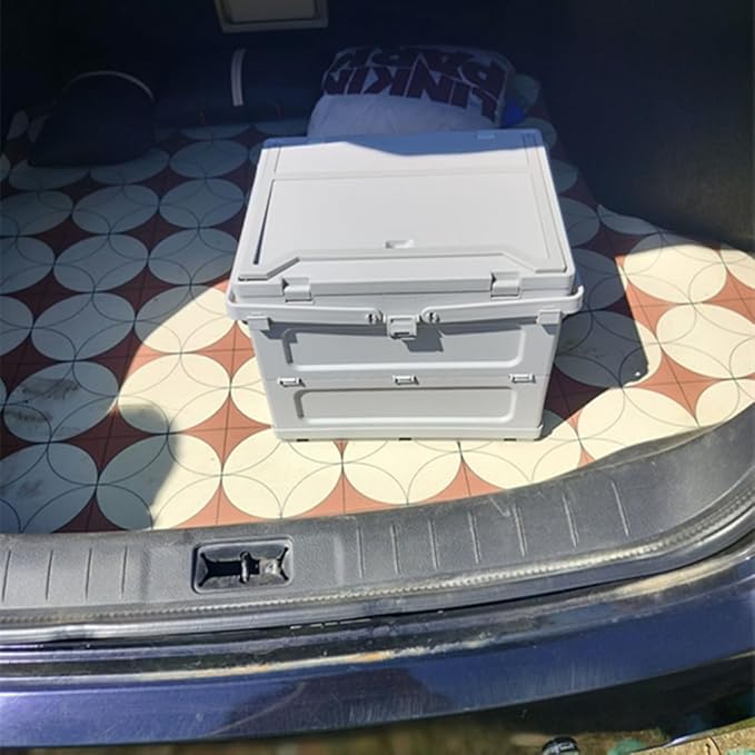 2-in-1 Foldable Storage Box & Table | Collapsible Organizer for Home, Camping & Markets ABS+PP Composite | DIY Stickers Included