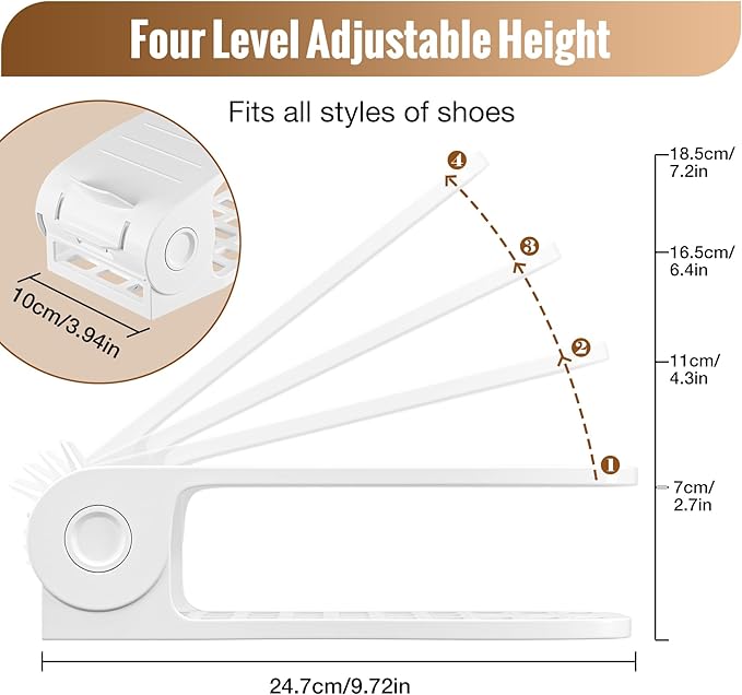 Neprock Shoe Slots Organizer for Closet,16 Pack Upgraded Thickned Shoe Storage Space Saving Shoe Rack, Closet Shoe Organizer Shoe Holder Shoe Stackers for Closet Organization(White)