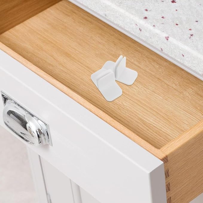Unomor Kitchen Drawer Divider Clips 4Pcs Plastic Support Clamps for Securely Holding and Fixing Drawer Organizers in Kitchen and Vanity Drawers Easy Installation