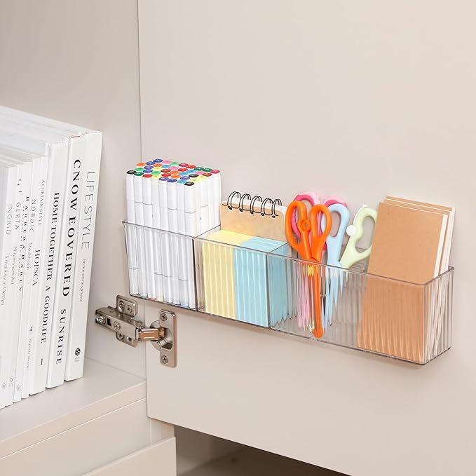 2 Pack Whiteboard Marker Holder for Home Office, Clear Magnetic Cup Holder for Dry Erase Marker, Remote Control, Cards, Locker Accessories, Refrigerator, Adhesive Bathroom Supplies Organizer