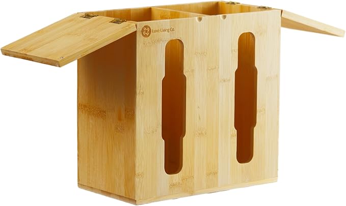 2-in-1 Bamboo Plastic Bag Holder and Trash Dispenser â Small/Compact (Standard Trash Bags Only), Cabinet, Under Sink Storage, Pantry & Laundry Room Organization, Kitchen Must Haves 2026