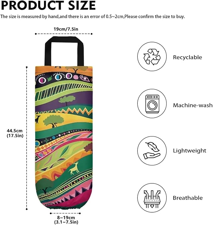 Hanging Plastic Bag Holder Dispenser Set of 2 Reusable Wall Mount Hanging Plastic Bag Storage Organizer for Grocery Bags,Ethnic Camo Hunting