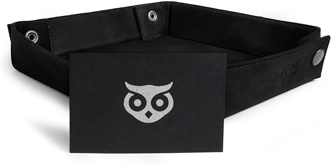 Hide & Drink, Leather Catchall Change Keys Coins Jewels Box Tray Big Storage, Handmade - Charcoal Black