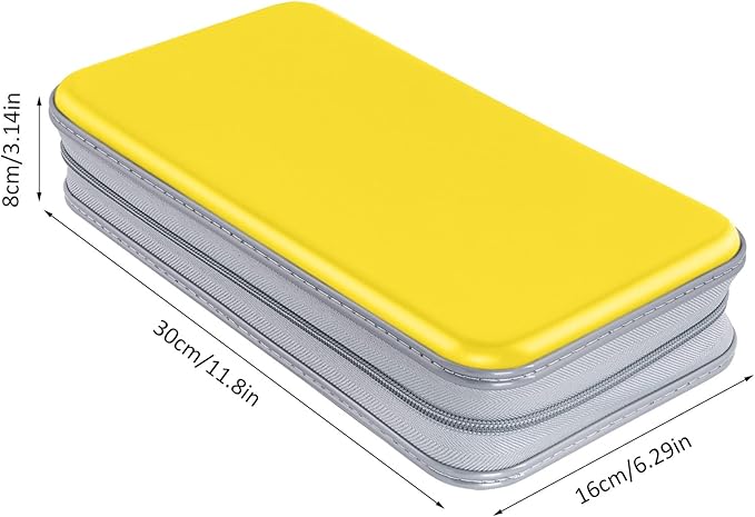 CD Case, DVD Case Holder 96 Capacity Hard Plastic CD DVD Disc Cases Storage Binder Wallet for Car Home Office Travel (Yellow)