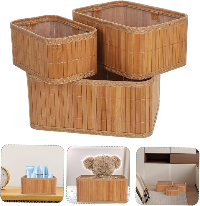 UPKOCH 3pcs Woven Storage Baskets Natural Organizer Bins for Bathroom Bedroom Laundry Kitchen Small Baskets for Makeup Pet