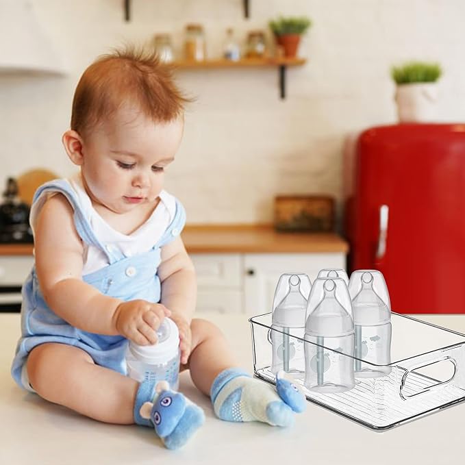 Baby Bottle Organizer, Plastic Storage Center for Baby Bottles and Food Jars, Portable Nursery Storage Plastic Baby Organizer, Convenient Storage Center for Kitchen Cabinet, Refrigerator & Countertop