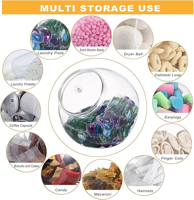 Sumnacon Laundry Pods Container with Lid Wide Mouth Laundry Room Organization Containers Plastic Food Storage Jar with Lid for Pantry Versatile Candy Jar or Cookie Containers for Kitchen
