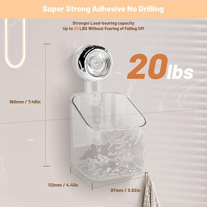 Shower Caddy Suction Cup Storage Rack Clear Acrylic Shower Shelves Glacier Water Ripples Corner Shelf For Bathroom Shower Accessories,Transparent Color Small