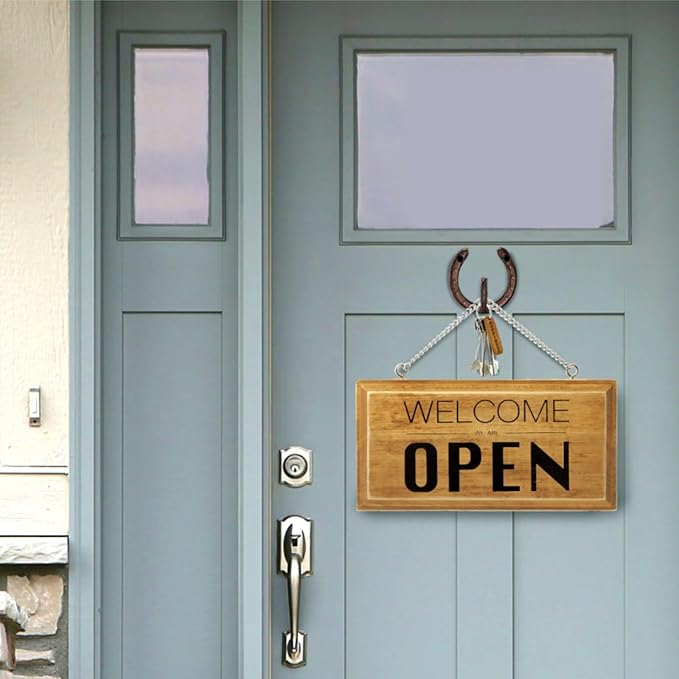 6 Pack Cast Iron Wall Hooks, Vintage Heavy Duty Wall Mounted Horseshoe Hanger, Multiuse Coat Hook Farmhouse Decor for Hanging Hat Key Towel Bag