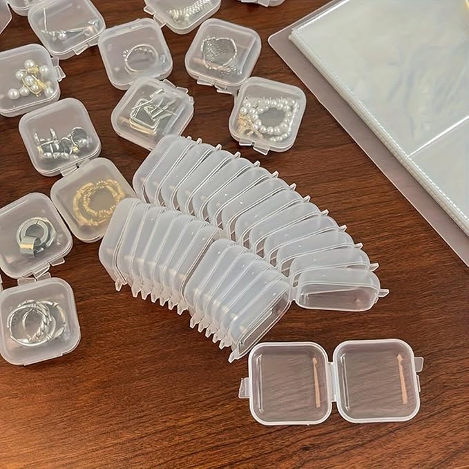 120Pcs Mini Jewelry Storage Containers,1.37 x 1.37 x 0.7 Inches, Clear Plastic Cases for Pearl Bracelets and Small Accessories (120)