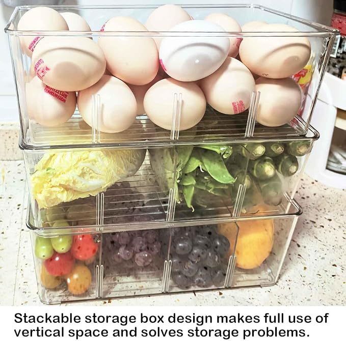 1 Pack Storage Organizer Bins, Plastic Bins Desk Organizer Containers with 4 Slots for Pantry, Kitchen, Fridge, Cabinet Packets, Snacks, Shelves, Pouches, Spice Packets