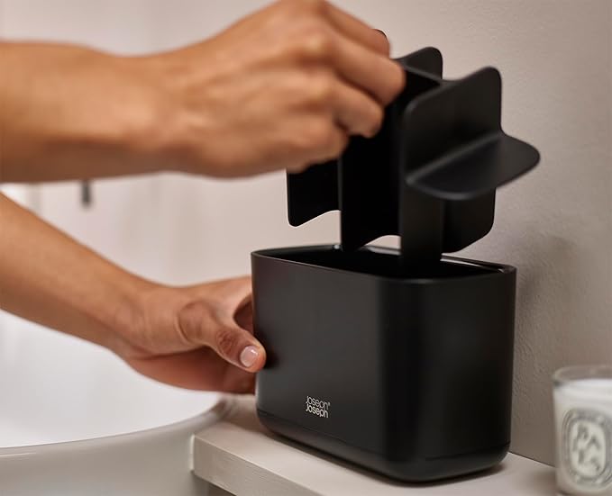 Joseph Joseph Easy-Store - Toothbrush Holder Caddy, Bathroom Storage, Large, Matt Black