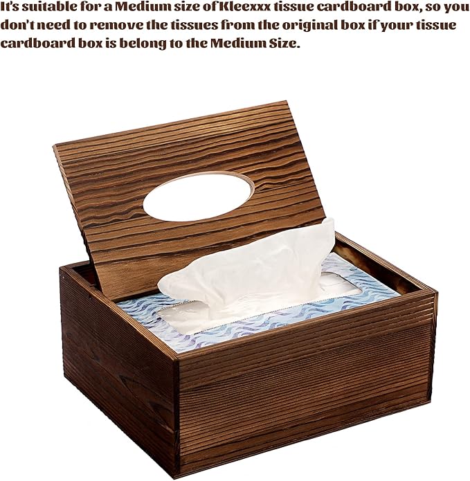 Sumnacon Wood Rectangular Tissue Box Cover - Multifunctional Tissue Holder with Stationery Remote Control Box, Decorative Tissue Pen Remote Organizer for Desktop Livingroom Bedroom Home Office, Yellow