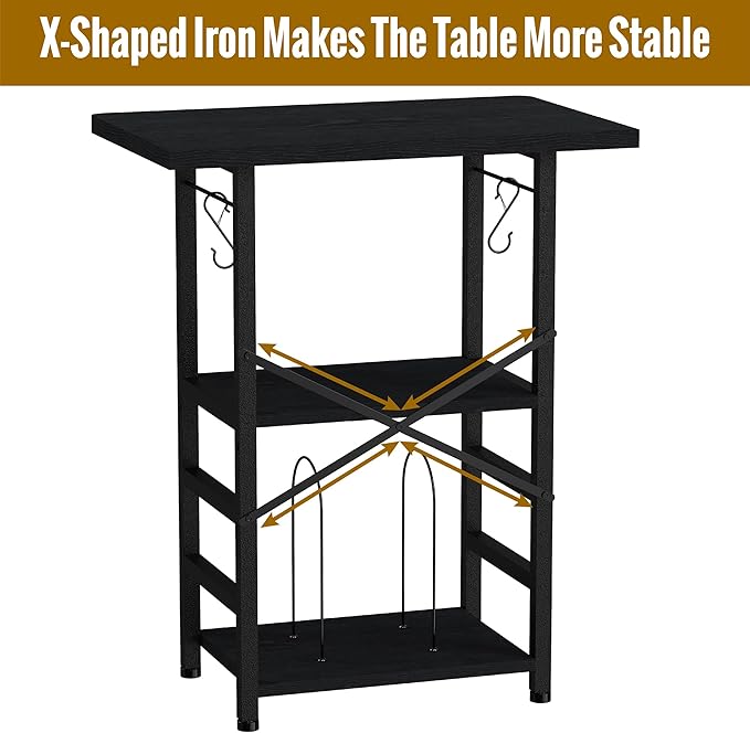 Record Player Stand with Extended Desktop,Large Record Player Table with Vinyl Storage,Turntable Stand with Record Holder Vinyls Display Shelf for Music Room Studio,Modern Black
