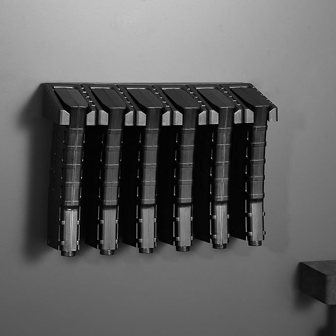 Magnetic ABS 6 Standard AR Rack Wall Mount, AR Mag Holder for 5.56 .223 Magazines, Wall Magazine Display, Magnet AR Mag Storage Organizer