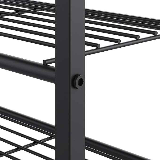 Yusong Shoe Rack Organizer, 3 Tier Industrial Shoe Storage Shelf for Closet Entryway, Narrow Sturdy Metal Shoe Shelves, Rustic Brown