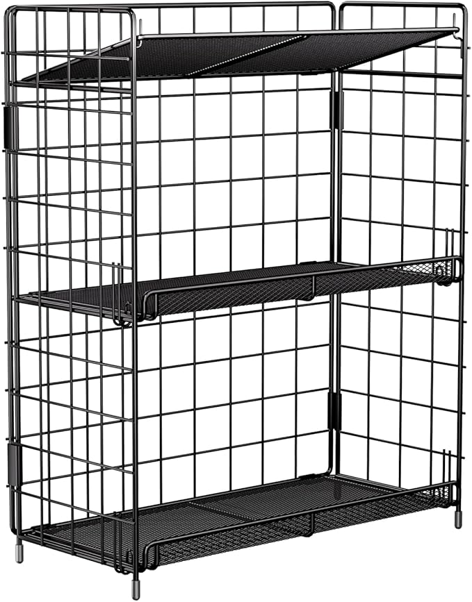 Spice Rack Organizer, 3 Tier Adjustable Height Spice Rack, Installation Free, Foldable Multi-Purpose Storage, Suitable for Kitchen/Bathroom/Home/Office
