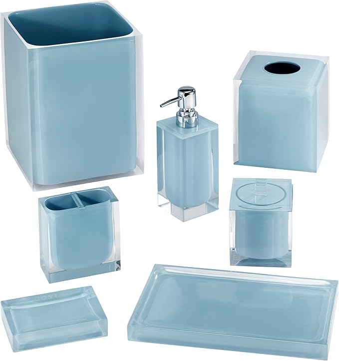 Izod - Toothbrush Holder, Resin Countertop Accessories, Dorm Room Essentials, Modern Home Decor (Marina Collection, Blue)