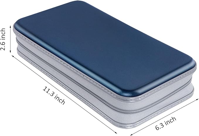 CD Case, DVD Case Holder 96 Capacity Hard Plastic CD DVD Disc Cases Storage Binder Wallet for Car Home Office Travel (Dark Blue)