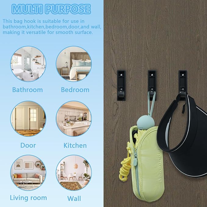 4PCS Magnetic Folding Wall Hooks, Heavy Duty 30LB Zinc Alloy Foldable Coat Hooks for Hanging Towels, Coats, Bags, Keys - Space Saving Black Wall Mounted Hooks for Bathroom, Kitchen, Entryway, Closet