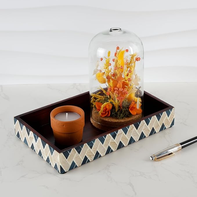 HANDICRAFTS HOME Handmade Tavla Pattern 10x6 Towel Tray - Small Bathroom Tray, Guest Towel Holder, Decorative Napkin Holder, Bathroom Countertop Storage, Kitchen Hand Towel Holder Parlour-tavla