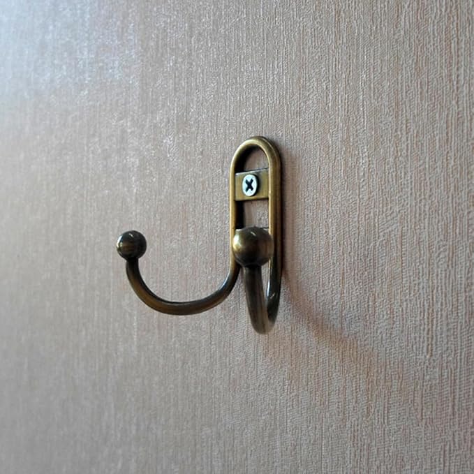 SUPVOX 5pcs Antique Blue Green Double Wall Mount Metal Clothes Hooks Cabinet Coat Hangers for Home Kitchen Storage and Closet Organization